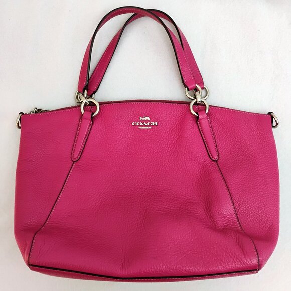 Coach Kelsey Pebbled Leather Satchel Handbag Purse F28993 - Red with Gold - Picture 1 of 8